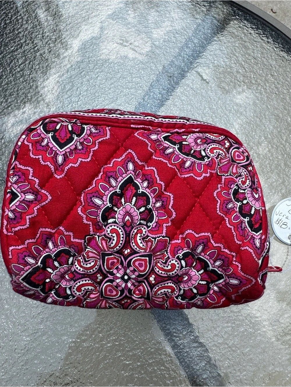 Vera Bradley Red Paisley Quilted Travel Makeup Pouch